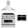 ZLINE Kitchen And Bath 3-Piece Kitchen Packages ZLINE 36 In. Kitchen Package With Stainless Steel Gas Range, Convertible Vent Range Hood And Microwave Drawer (3KP-RGRH36-MW)