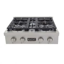 Shop By Brand Kucht 30 In. Professional 4 Burner Gas Stovetop In Stainless Steel (KFX309T)