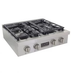 Shop By Brand Kucht 30 In. Professional 4 Burner Gas Stovetop In Stainless Steel (KFX309T)