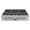 Kucht 36 In. Professional 6 Burner Gas Stovetop In Stainless Steel With Accents (KFX369T)