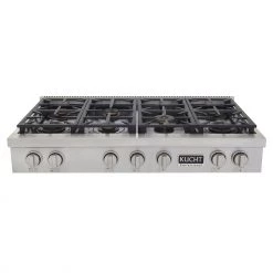 Kucht 48 In. Professional 6 Burner Gas Stovetop In Stainless Steel And Accents (KFX489T)