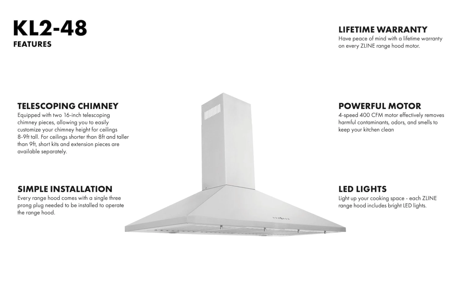 ZLINE Kitchen And Bath ZLINE Convertible Vent Wall Mount Range Hood In Stainless Steel (KL2) Shop By Mount 21 ZLINE Kitchen And Bath ZLINE Convertible Vent Wall Mount Range Hood In Stainless Steel (KL2) Shop By Mount