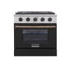 Shop By Brand Kucht 30 In. 4.2 Cu. Ft. Professional All Gas Range In Stainless Steel With Black Door And Accents (KNG301-K)
