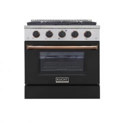 Shop By Brand Kucht 30 In. 4.2 Cu. Ft. Professional All Gas Range In Stainless Steel With Black Door And Accents (KNG301-K)