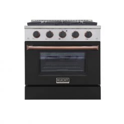 Shop By Brand Kucht 30 In. 4.2 Cu. Ft. Professional All Gas Range In Stainless Steel With Black Door And Accents (KNG301-K)
