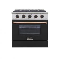 Shop By Brand Kucht 30 In. 4.2 Cu. Ft. Professional All Gas Range In Stainless Steel With Black Door And Accents (KNG301-K)