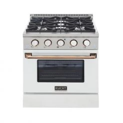 Kucht 30 In. 4.2 Cu. Ft. Professional All Gas Range In Stainless Steel With White Door And Accents (KNG301-W) Shop By Brand