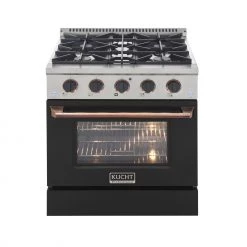 Shop By Brand Kucht 30 In. 4.2 Cu. Ft. Professional All Gas Range In Stainless Steel With Black Door And Accents (KNG301-K)