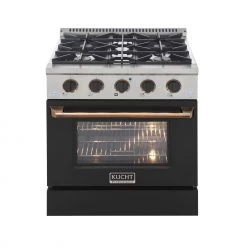 Shop By Brand Kucht 30 In. 4.2 Cu. Ft. Professional All Gas Range In Stainless Steel With Black Door And Accents (KNG301-K)