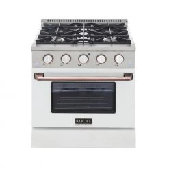 Kucht 30 In. 4.2 Cu. Ft. Professional All Gas Range In Stainless Steel With White Door And Accents (KNG301-W) Shop By Brand
