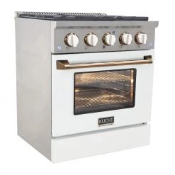 Kucht 30 In. 4.2 Cu. Ft. Professional All Gas Range In Stainless Steel With White Door And Accents (KNG301-W) Shop By Brand