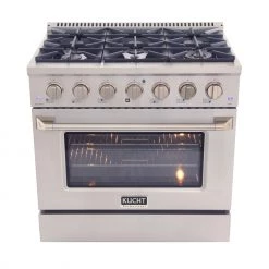 Kucht 36 In. 5.2 Cu. Ft. Professional All Gas Range In Stainless Steel With Color Options (KNG361)