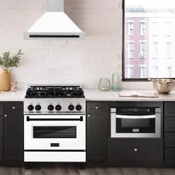 ZLINE Kitchen And Bath ZLINE 30 In. Autograph Edition DuraSnow Stainless Steel Range Hood With White Matte Shell And Accented Handle (KB4SNZ-WM30) Shop By Brand