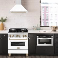 ZLINE Kitchen And Bath ZLINE 30 In. Autograph Edition Stainless Steel Range Hood With White Matte Shell And Accents (KB4STZ-WM30)