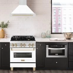 ZLINE Kitchen And Bath ZLINE 30 In. Autograph Edition Stainless Steel Range Hood With White Matte Shell And Accents (KB4STZ-WM30)