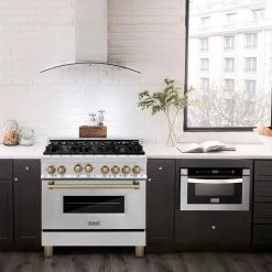 ZLINE Kitchen And Bath ZLINE Autograph Edition 36 In. 4.6 Cu. Ft. Range With Gas Stove And Gas Oven In DuraSnow Stainless Steel With Accents (RGSZ-SN-36)