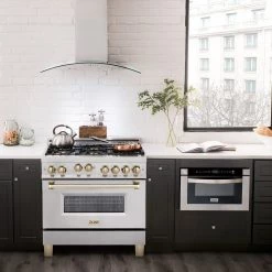 ZLINE Kitchen And Bath ZLINE Autograph Edition 36 In. 4.6 Cu. Ft. Range With Gas Stove And Gas Oven In DuraSnow Stainless Steel With Accents (RGSZ-SN-36)
