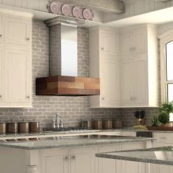 ZLINE Kitchen And Bath ZLINE 36 In. Remote Blower Ducted Designer Series Wooden Wall Mount Range Hood In Butcher Block (681W-RS-36-400) Shop By Brand