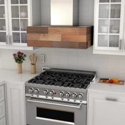 ZLINE Kitchen And Bath ZLINE 36 In. Remote Blower Ducted Designer Series Wooden Wall Mount Range Hood In Butcher Block (681W-RS-36-400) Shop By Brand