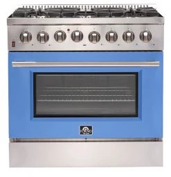 Forno Galiano Gold Professional- 36 In. 5.36 Cu. Ft. Freestanding Dual Fuel Range With Gas Stove And Electric Oven In Stainless Steel (FFSGS6156-36) Shop By Brand