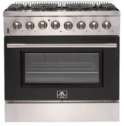 Forno Galiano Gold Professional- 36 In. 5.36 Cu. Ft. Freestanding Dual Fuel Range With Gas Stove And Electric Oven In Stainless Steel (FFSGS6156-36) Shop By Brand