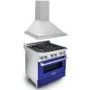 ZLINE Kitchen And Bath ZLINE 30 In. Kitchen Package With Stainless Steel Dual Fuel Range With Blue Gloss Door And Convertible Vent Range Hood (2KP-RABGRH30) 2-Piece Kitchen Packages