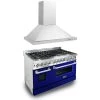ZLINE Kitchen And Bath ZLINE 48 In. Kitchen Package With Stainless Steel Dual Fuel Range With Blue Gloss Door And Convertible Vent Range Hood (2KP-RABGRH48)