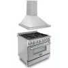 ZLINE Kitchen And Bath ZLINE 36 In. Kitchen Package With Stainless Steel Dual Fuel Range With DuraSnow Door And Convertible Vent Range Hood (2KP-RASNRH36)