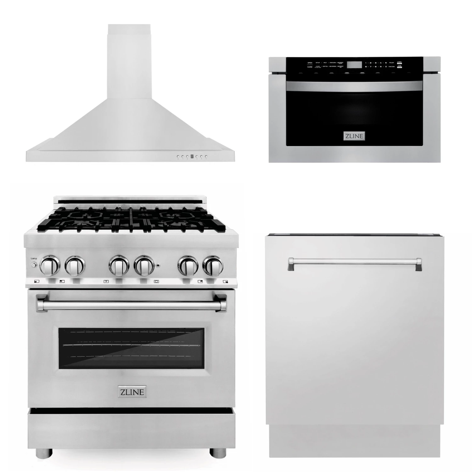ZLINE Kitchen And Bath 4-Piece Kitchen Packages ZLINE 30 In. Kitchen Package With Stainless Steel Dual Fuel Range, Range Hood, Microwave Drawer And Tall Tub Dishwasher (4KP-RARH30-MWDWV) 1 ZLINE Kitchen And Bath 4-Piece Kitchen Packages ZLINE 30 In. Kitchen Package With Stainless Steel Dual Fuel Range, Range Hood, Microwave Drawer And Tall Tub Dishwasher (4KP-RARH30-MWDWV)