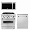 ZLINE Kitchen And Bath ZLINE 30 In. Kitchen Package With Stainless Steel Dual Fuel Range, Modern Over The Range Microwave And Tall Tub Dishwasher (3KP-RAOTR30-DWV) 3-Piece Kitchen Packages