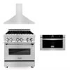 ZLINE Kitchen And Bath ZLINE 30 In. Kitchen Package With Stainless Steel Dual Fuel Range, Convertible Vent Range Hood And Microwave Drawer (3KP-RARH30-MW)