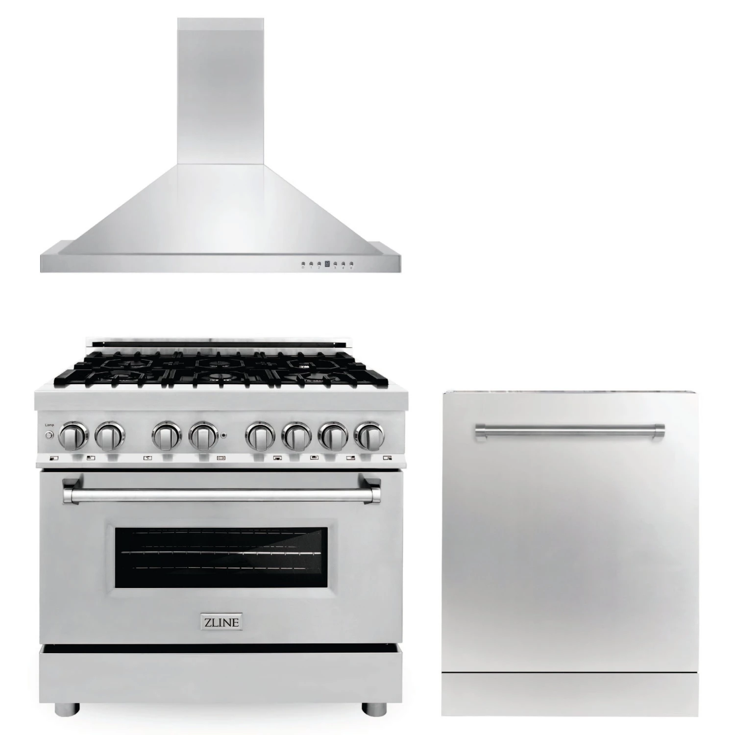 ZLINE Kitchen And Bath ZLINE 36 In. Kitchen Package With Stainless Steel Dual Fuel Range, Convertible Vent Range Hood And Dishwasher (3KP-RARH36-DW) 1 ZLINE Kitchen And Bath ZLINE 36 In. Kitchen Package With Stainless Steel Dual Fuel Range, Convertible Vent Range Hood And Dishwasher (3KP-RARH36-DW)