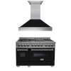 ZLINE Kitchen And Bath ZLINE 48 In. Kitchen Package With DuraSnow Stainless Steel Dual Fuel Range With Black Matte Door And Convertible Vent Range Hood (2KP-RASBLMRH48) 2-Piece Kitchen Packages