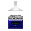 ZLINE Kitchen And Bath 2-Piece Kitchen Packages ZLINE 36 In. Kitchen Package With Stainless Steel Gas Range With Blue Gloss Door And Convertible Vent Range Hood (2KP-RGBGRH36)