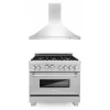 ZLINE Kitchen And Bath ZLINE 36 In. Kitchen Package With Stainless Steel Gas Range With DuraSnow Door And Convertible Vent Range Hood (2KP-RGSNRH36)