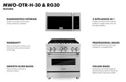 ZLINE Kitchen And Bath ZLINE 30 In. Kitchen Package Stainless Steel Gas Range And Over The Range Microwave With Traditional Handle (2KP-RGOTRH30)