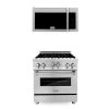 ZLINE Kitchen And Bath ZLINE 30 In. Kitchen Package Stainless Steel Gas Range And Over The Range Microwave With Traditional Handle (2KP-RGOTRH30)
