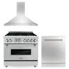 ZLINE Kitchen And Bath ZLINE 36 In. Kitchen Package With Stainless Steel Gas Range, Convertible Vent Range Hood And Dishwasher (3KP-RGRH36-DW)