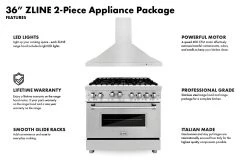 ZLINE Kitchen And Bath ZLINE 36 In. Kitchen Package With Stainless Steel Dual Fuel Range And Convertible Vent Range Hood (2KP-RARH36) 17 ZLINE Kitchen And Bath ZLINE 36 In. Kitchen Package With Stainless Steel Dual Fuel Range And Convertible Vent Range Hood (2KP-RARH36)