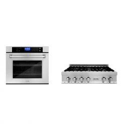 ZLINE Kitchen And Bath ZLINE Kitchen Package With 30 In. Stainless Steel Rangetop And 30 In. Single Wall Oven (2KP-RTAWS30) 2-Piece Kitchen Packages