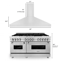 ZLINE Kitchen And Bath ZLINE 60 In. Kitchen Package With Stainless Steel Dual Fuel Range And Convertible Vent Range Hood (2KP-RARH60)