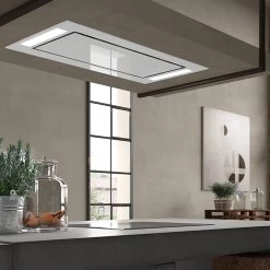 Faber Stratus Isola White Glass Island Mount Range Hood With Size Options Shop By Brand