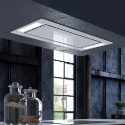 Faber Stratus Isola White Glass Island Mount Range Hood With Size Options Shop By Brand
