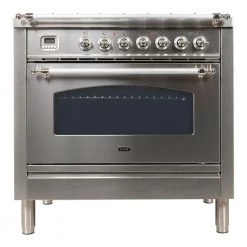 ILVE 36" 3.55 Cu. Ft. Nostalgie Series Freestanding Dual Fuel Range In Stainless Steel With Chrome Accents Shop By Brand