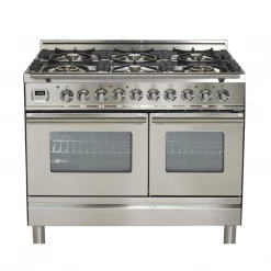 Shop By Brand ILVE 40 In. Freestanding Professional Dual Fuel Range In Stainless Steel With Chrome Trim With Multiple Gas Options (UPDW1006DMP)