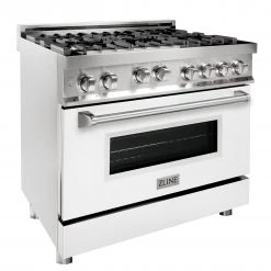 ZLINE Kitchen And Bath ZLINE 36 In. Professional 4.6 Cu. Ft. 6 Gas On Gas Range In Stainless Steel With Color Door Options (RG36) Shop By Brand