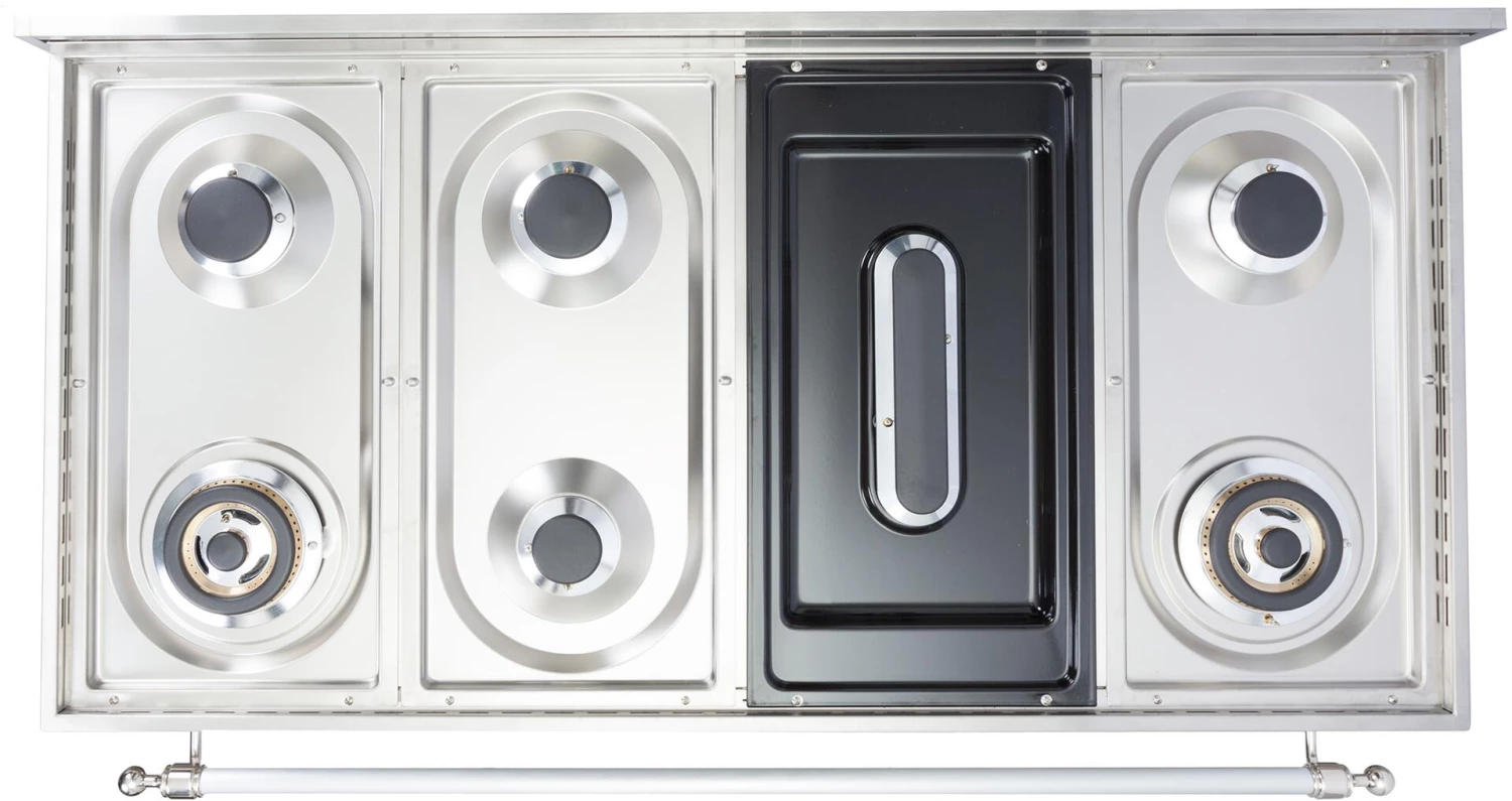 ILVE Shop By Brand Nostalgie Series 48 Inch Freestanding Dual Fuel Range With Natural Gas In Matte Graphite With Brass Accents (UPN120FDMPMNG) 20 ILVE Shop By Brand Nostalgie Series 48 Inch Freestanding Dual Fuel Range With Natural Gas In Matte Graphite With Brass Accents (UPN120FDMPMNG)