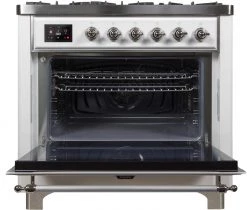 ILVE Majestic II 36 Inch Series Freestanding Dual Fuel Single Oven Range In White Gloss (UM09FDNS3WHCNG)
