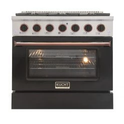 Kucht 36 In. 5.2 Cu. Ft. Professional All Gas Range In Stainless Steel With Black Door And Accents (KNG361-K) Shop By Brand