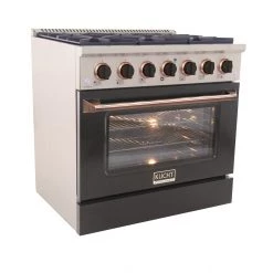 Kucht 36 In. 5.2 Cu. Ft. Professional All Gas Range In Stainless Steel With Black Door And Accents (KNG361-K) Shop By Brand